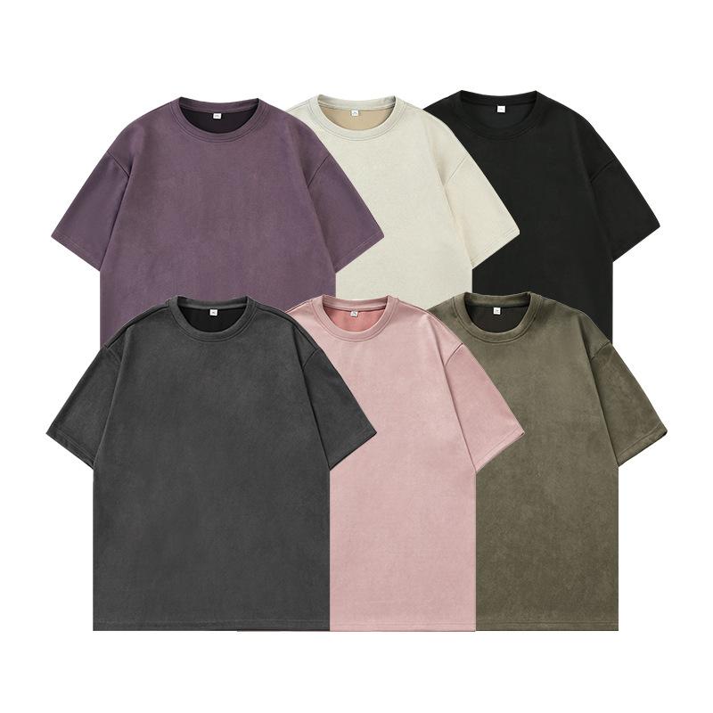 2025 Summer Men Short Sleeve Tees Men Women Vintage T-Shirt Loose Casual Basic Shirt O Neck Solid Color Oversized Tops