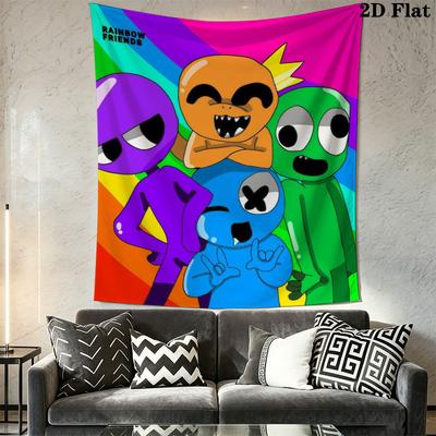 Rainbow Friends Spirit Wall Tapestry Aesthetic Wall Hanging Printed Fabric Blanket Decorative Tapestries for Bedroom Living Room Home Decor