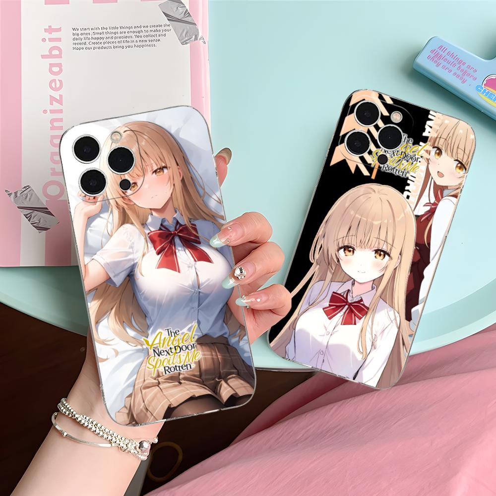 Ангел Махиру Шина Аниме Чехол для телефона для iPhone 16 15 14 13 12 11 X XR XS Pro Max Plus Mini Прозрачный Роскошный Чехол Красивый