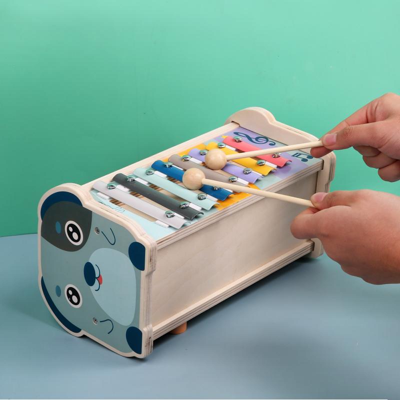 Wooden Hammering Pounding Toy Montessori Early Development Toy with Pounding Bench  Xylophone Number Sorting Maze Gifts for Kids