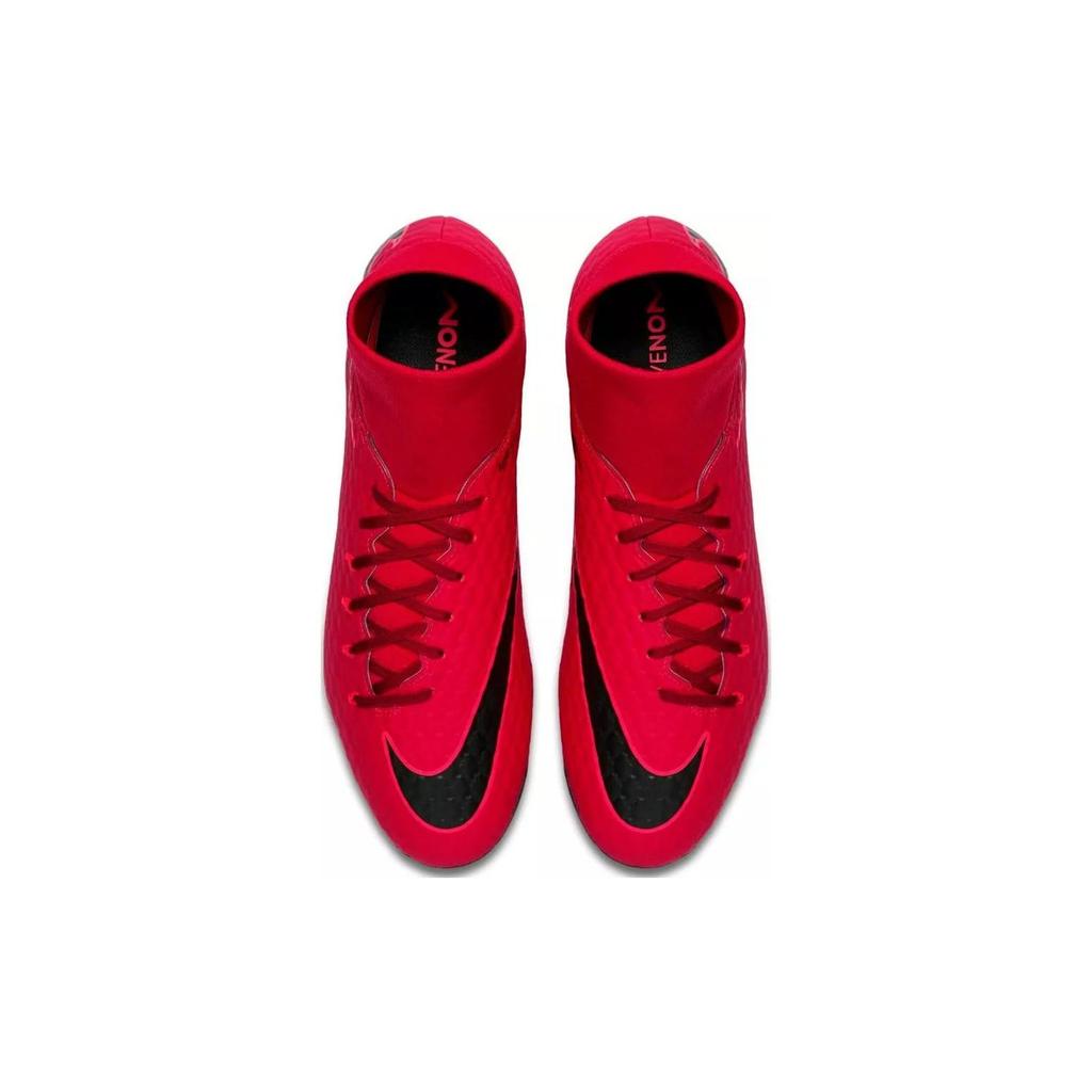 Nike Hypervenom Phelon 3 DF FG Высокие Прочные Легкие Футбольные Бутсы Мужские Футбольные Бутсы Красные Черные 917764-616