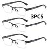 3PCS New Trend Reading Glasses Reading Glasses Men and Women High Quality Half Frame Diopters Business Office Men Myopia Glasses