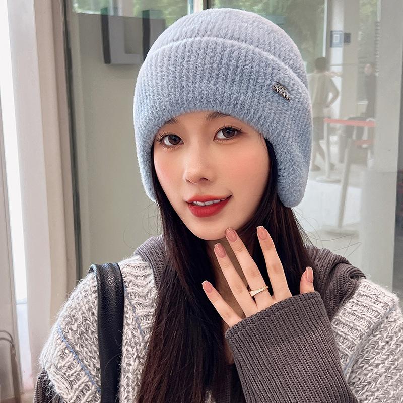 2025 Новая женская мягкая зимняя шапка уличная теплая шапка с искусственным мехом в виде конского хвоста модная декоративная шапка-бини для женщин повседневная вязаная шапка-ушанка