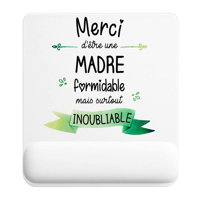 Tapis de souris - PLANETEE - Merci Madre Inoubliable femme - Multicolore - 22x18 cm - Surface lisse antidérapante