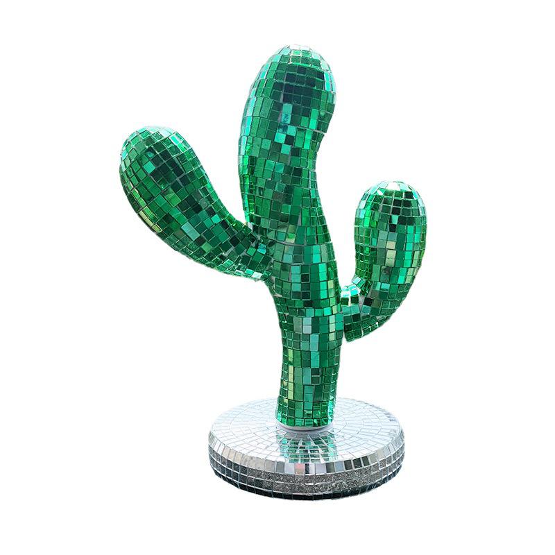 Reflective Disco Ball Cactus Ornaments: Creative Indoor Glass Decorations for Christmas