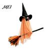 Festive Party Atmosphere Accessory Halloween Ghost Witch Broom Hanging Ornament, Spooky Hat Floating Prop Pendants for Indoor Outdoor Haunted
