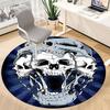 1PC Skull Office Round Area Rug, Mat Suitable For Office, Under Office Chairs Bedroom Living Room Home Decor, Room Deco