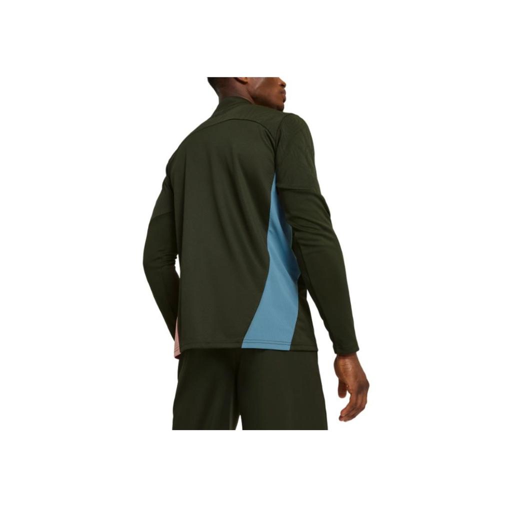 Puma Топ для тренировок Manchester City на молнии до четверти FW24 Модный логотип Куртка с длинным рукавом Мужские топы Зеленый 777529-13