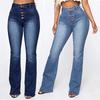 Women's Jeans Plus Size Skinny Denim Pants Vintage Front Pockets Single Breasted High Waist Long Pants Trousers