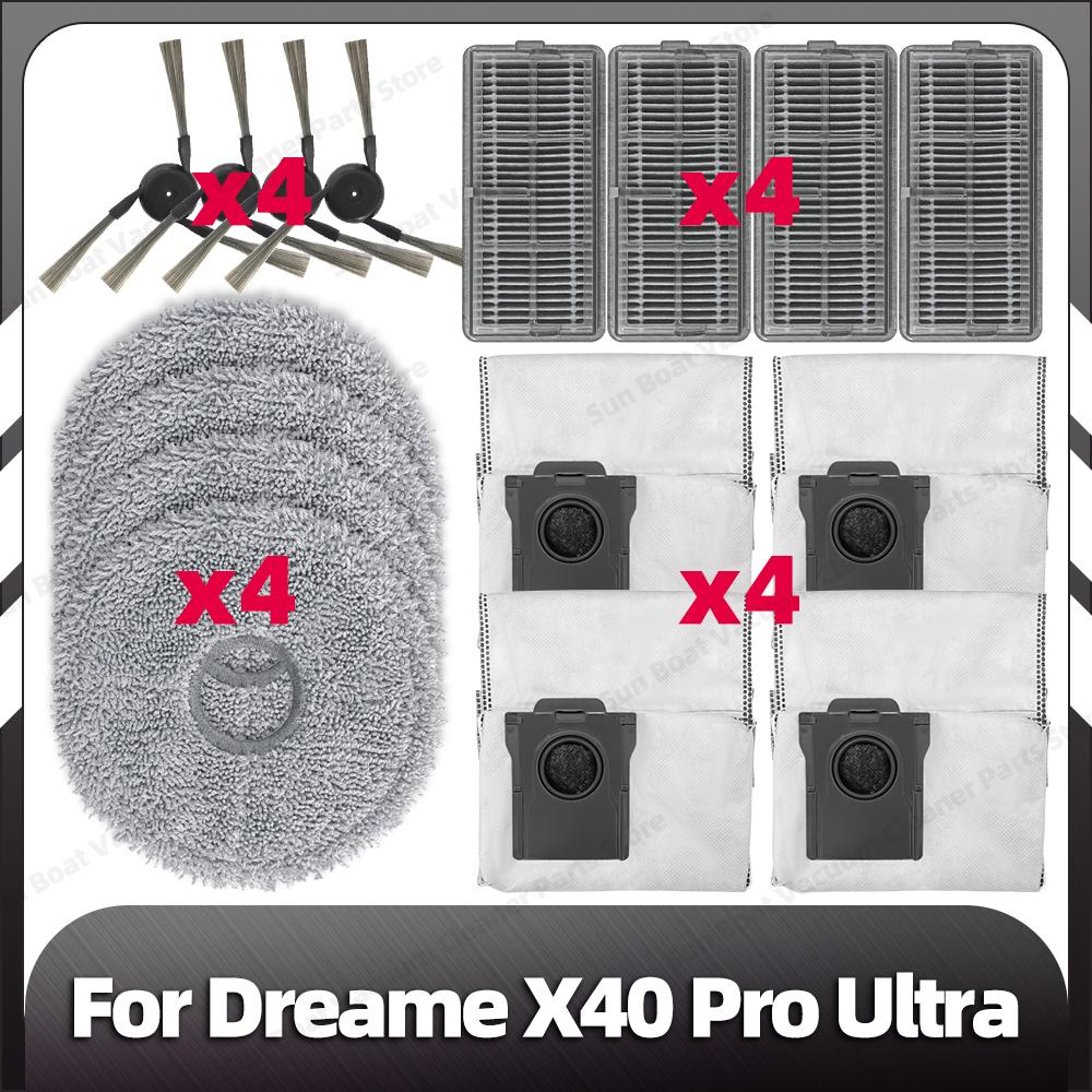 Совместимость с Dreame X40 Pro Ultra Сменная боковая щетка Фильтр HEPAA Насадки для швабры Пылесборники Запасные части Аксессуары