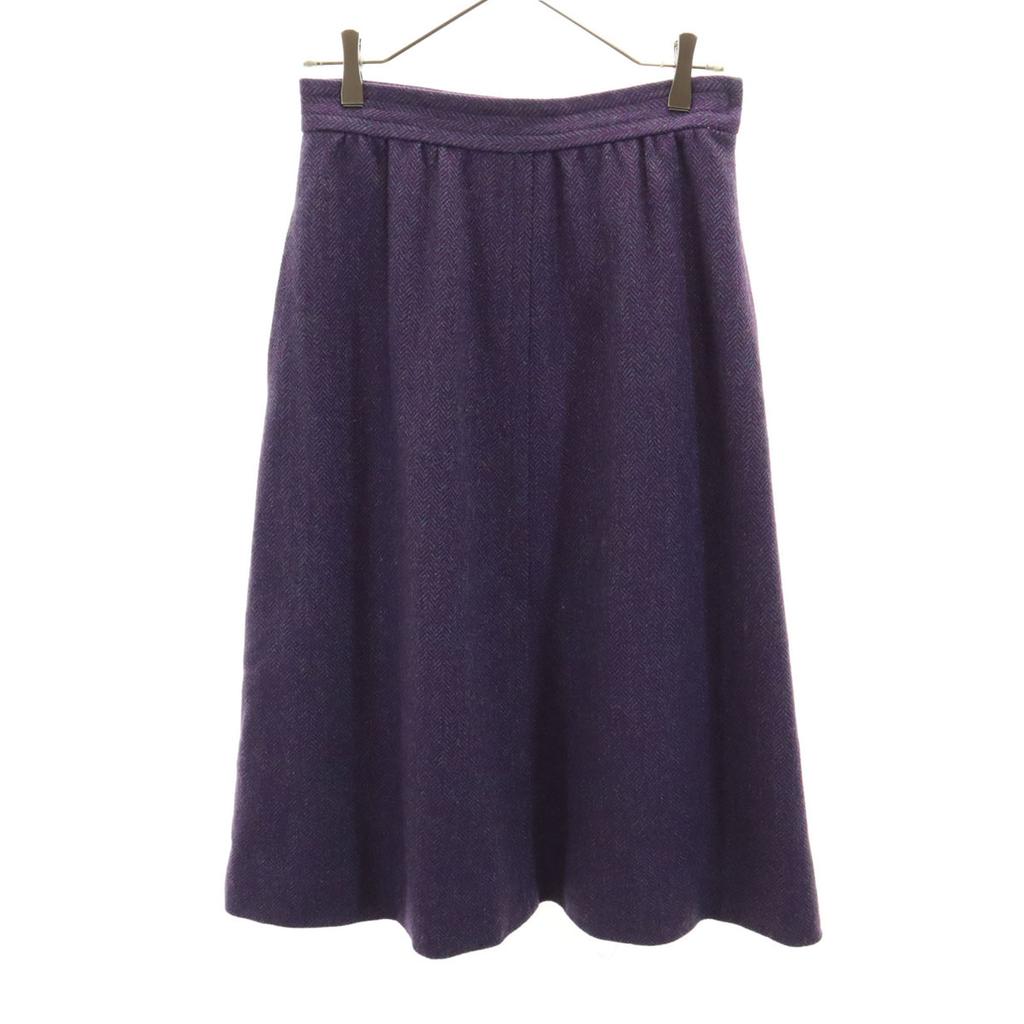 Givenchy 90s Made In Japan Wool Old Herringbone Knee Length Skirt 12 Women Used