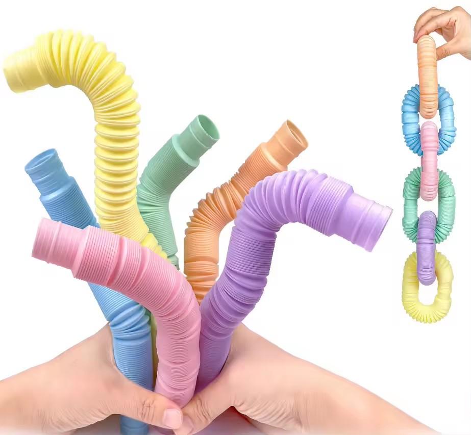 6/12PCS Pop Tubes Sensory Toys Diameter 1.9cm Macaroon Telescopic Tube Stress Relief Decompression Finger Toy for Kids Adults