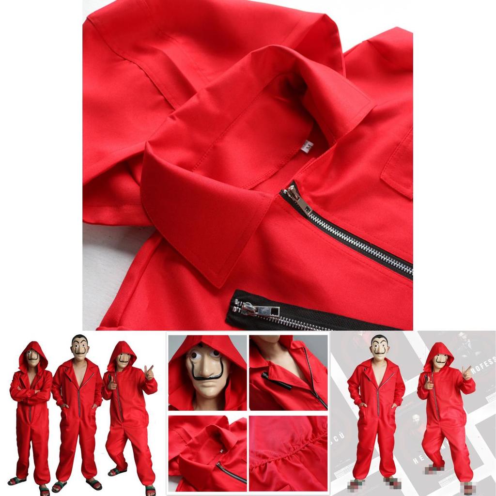 Fashionable Salvador Dali La Casa De Papel Costume For Adults In Vibrant Red Color
