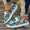Мода 2024 Женские кроссовки Печать Холщовые Легкие Кроссовки Без Застежек Дышащие Мокасины Повседневная Обувь для Женщин