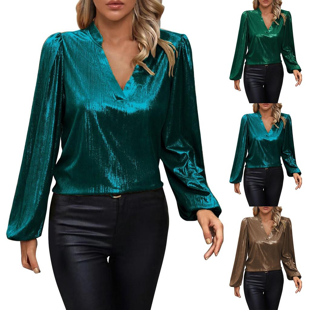 Женская модная повседневная однотонная атласная шелковая рубашка повседневный плиссированный топ с длинным рукавом