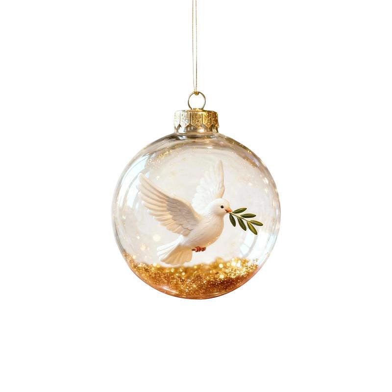 8CM Transparent Acrylic Ball Cardinal/Hummingbird Pattern Creative Tree Decoration Hanging Pendant For Home+