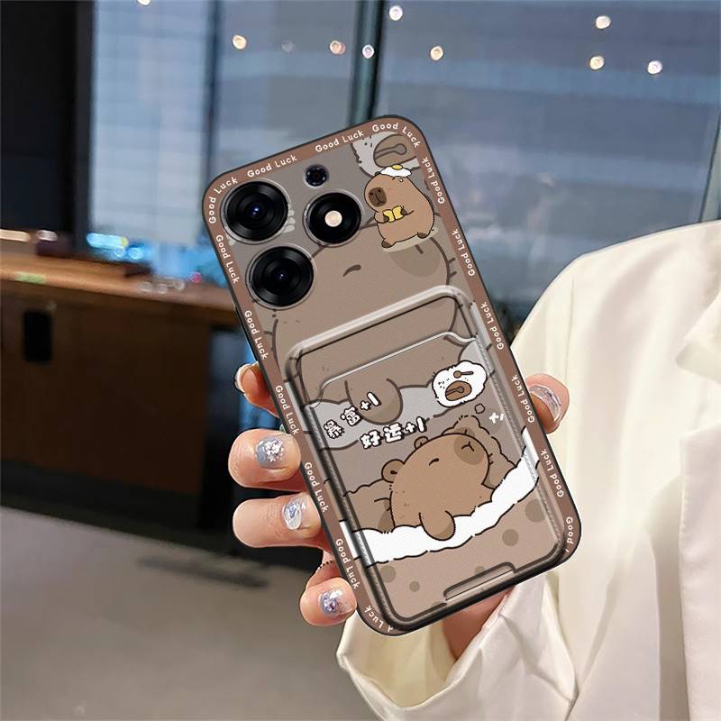 Card slot Anti-knock Phone Case For Tecno Spark 10 Pro/Ki7 Cartoon TPU Card sleeve Fashion Design Dirt-resistant Cute