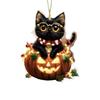 Car Halloween Rearview Mirror Hanging Pendant Cartoon Skull Cat Auto Interior Accessory 2D Flat Acrylic Hanging Charm for Car Backpack