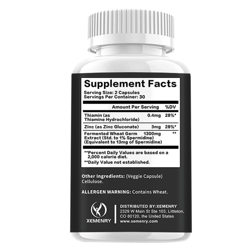 XEMENRY - Fermented Wheat Germ Extract (1300 mg, with Thiamine and Zinc) - Cellular Health, Energy