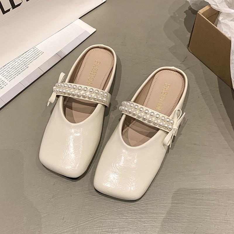 Летние полутапочки женские для улицы без каблука ленивые туфли женские полутапочки юбка модная обувь низкий каблук