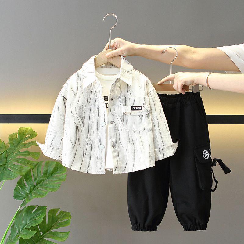 Модный комплект рубашки-куртки для мальчиков - Крутой наряд с длинным рукавом на осень/весну 2025