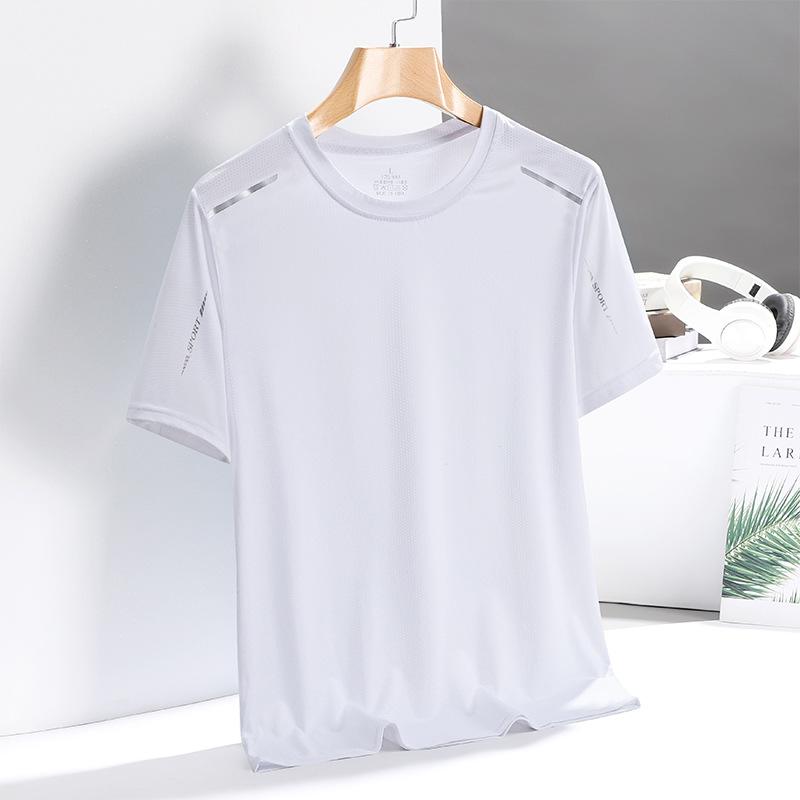 Футболка Ice Silk, мужская, быстросохнущая, с короткими рукавами, летняя, высокоэластичная, дышащая, модная футболка с эффектом льда