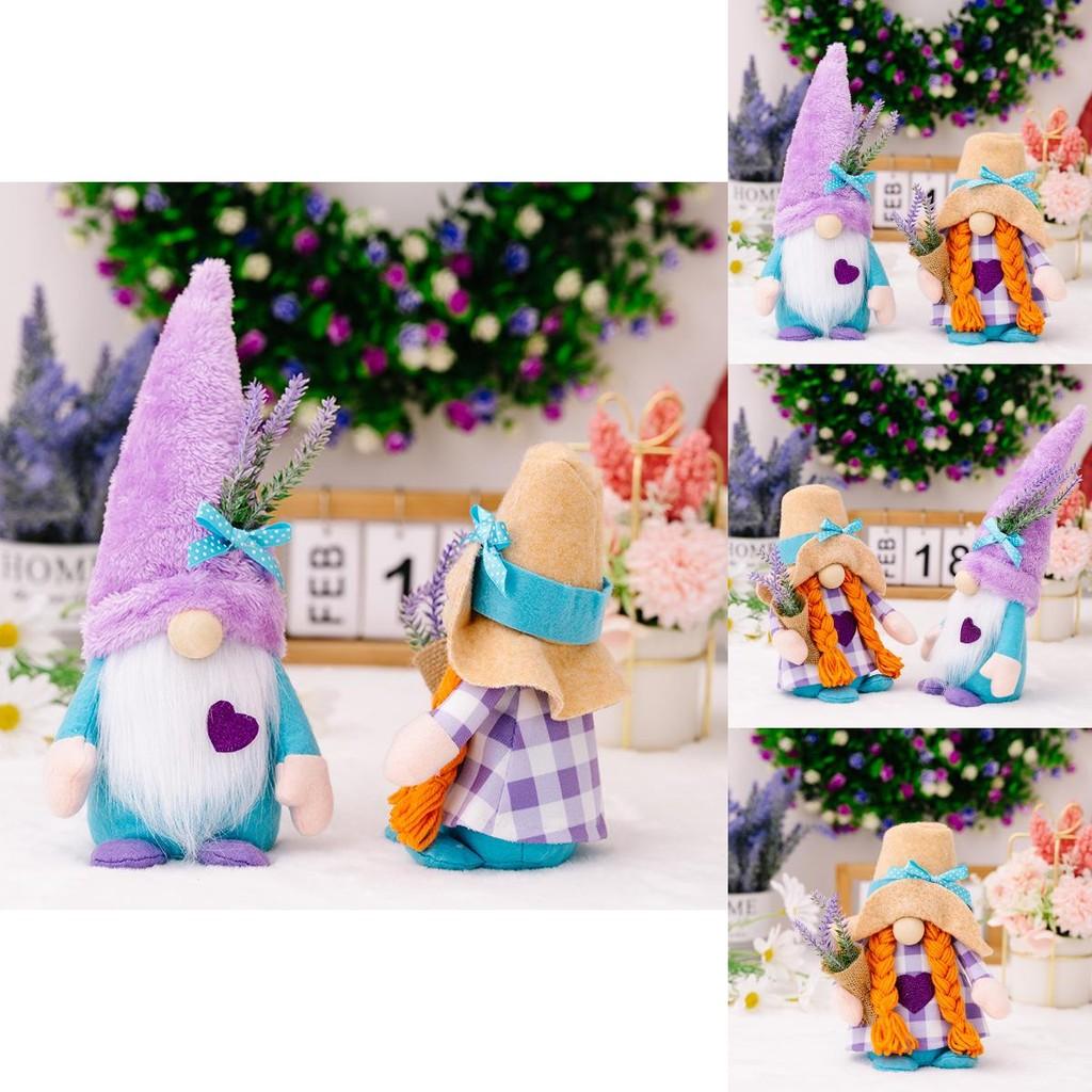 Adorable Lavender Love Heart Faceless Doll Figurine Creative Rudolf Decoration Piece