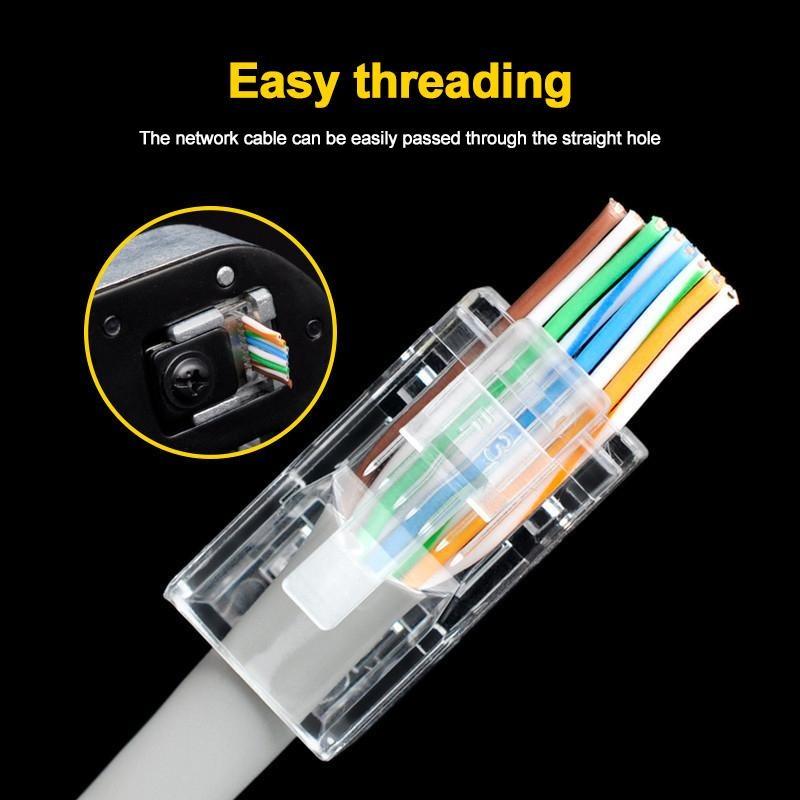 3PCS Cat6 8P8C RJ45 Modular Socket for CAT5 Cat6 LAN Network High Quality RJ45 Ethernet Cable Plugs Modular Adapter Connectors