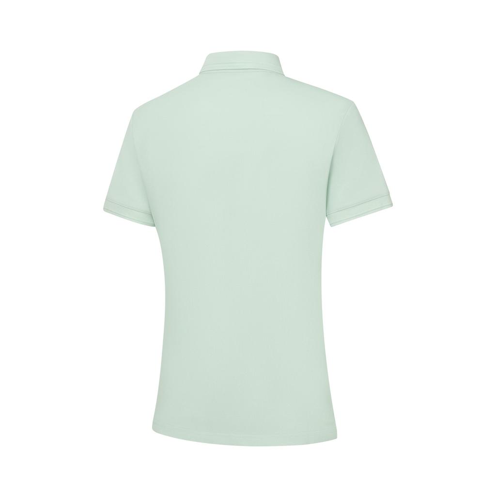 Li-Ning Solid Color Pullover Comfortable Versatile Breathable Short Sleeve Polo Shirt Women Tops Ice-Green APLU198-4