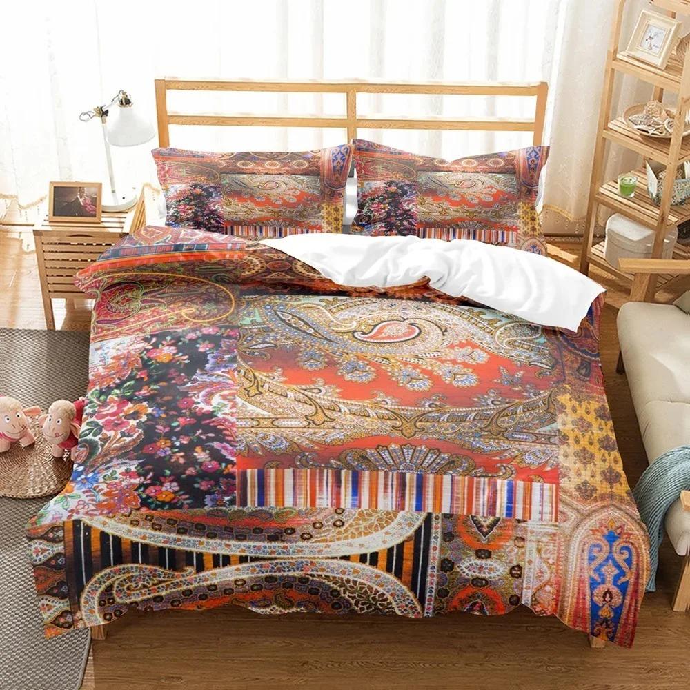 Комплект постельного белья в цвете в стиле бохо, размер «королева-королева», пододеяльник с наволочкой и рисунком мандалы, 23 шт.