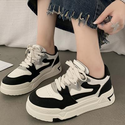 Черно-белые женские повседневные кроссовки с нескользящей резиновой подошвой и легкими, устойчивыми к грязи ботинками.