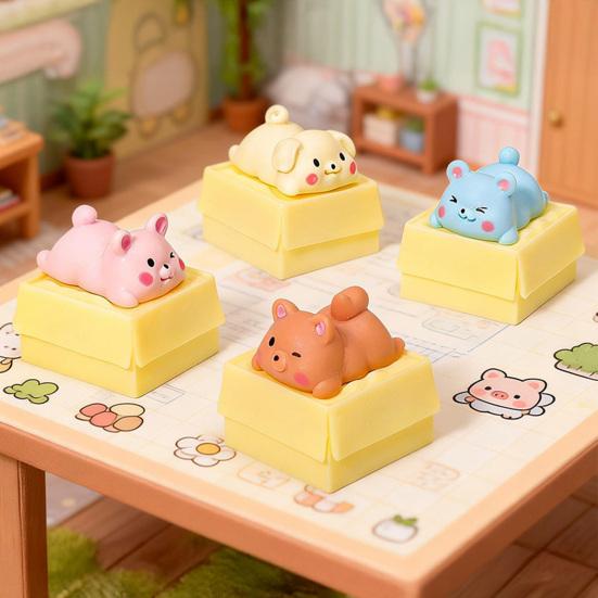 Мини-фигурки животных для украшения стола, Милые мультяшные фигурки питомцев, Статуэтки ползающих животных для декора дома, офиса, школы