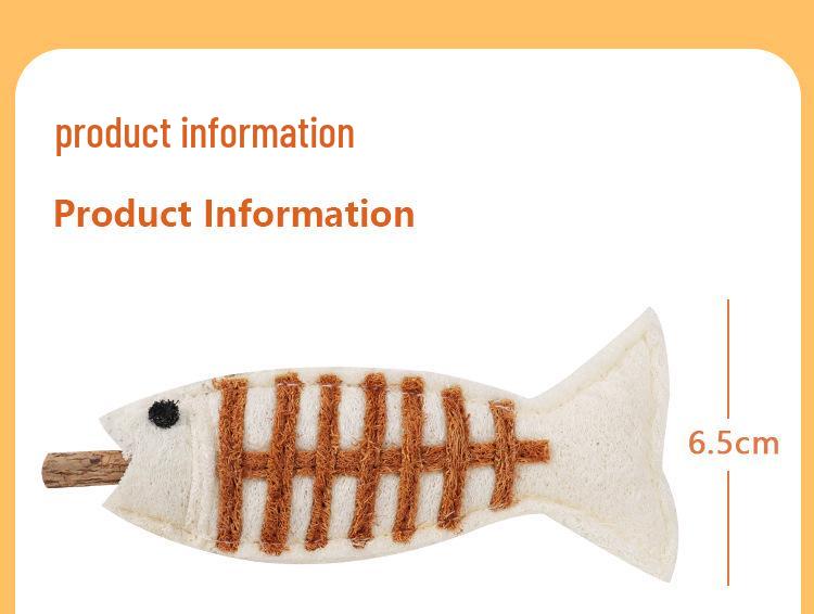 Catnip Fishbone Loofah Teething Toy for Self-Entertainment and Stress Relief