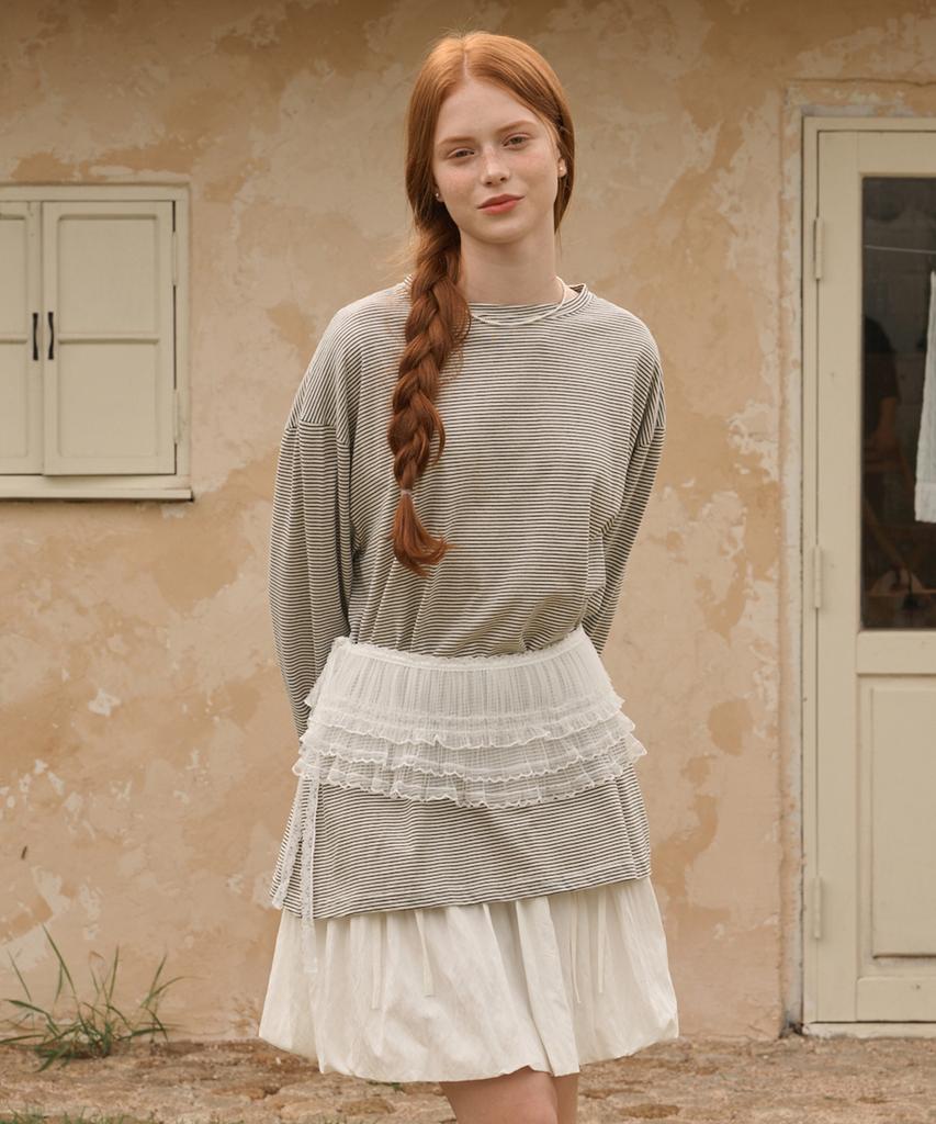 LOSSYROW Overfit Stripe Long Sleeve White