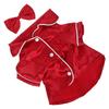 1 Комплект шелковых пижам для собак для маленьких собак 3-3,5 кг -С лапками, с воротником, шелковая одежда для сна, костюм для косплея питомца, одежда для вечеринки с повязкой на голову с бантом