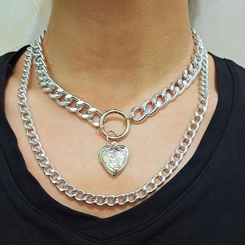 Vintage Multi Layered Gold Color Portrait Chain Chokers Necklace for Women Fashion Coin Thick Chain Pendant Necklace Jewelry