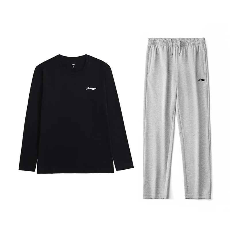 Li Ning Повседневная спортивная одежда Унисекс Черный+Монетный серый YTLV111-1+AKLVJ59-1