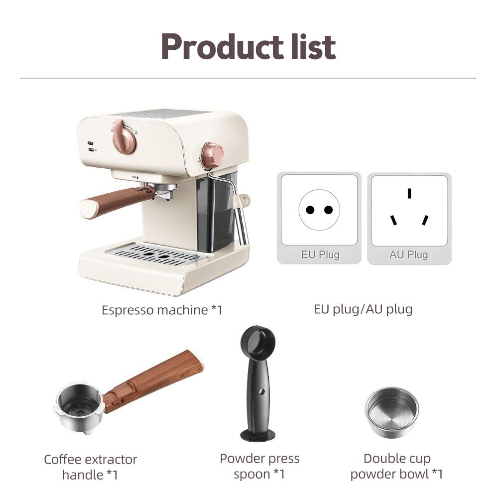 Эспрессо-машины для дома, эспрессо-машина из нержавеющей стали, 20 бар, с паровой трубкой для вспенивания молока, 0,8 л