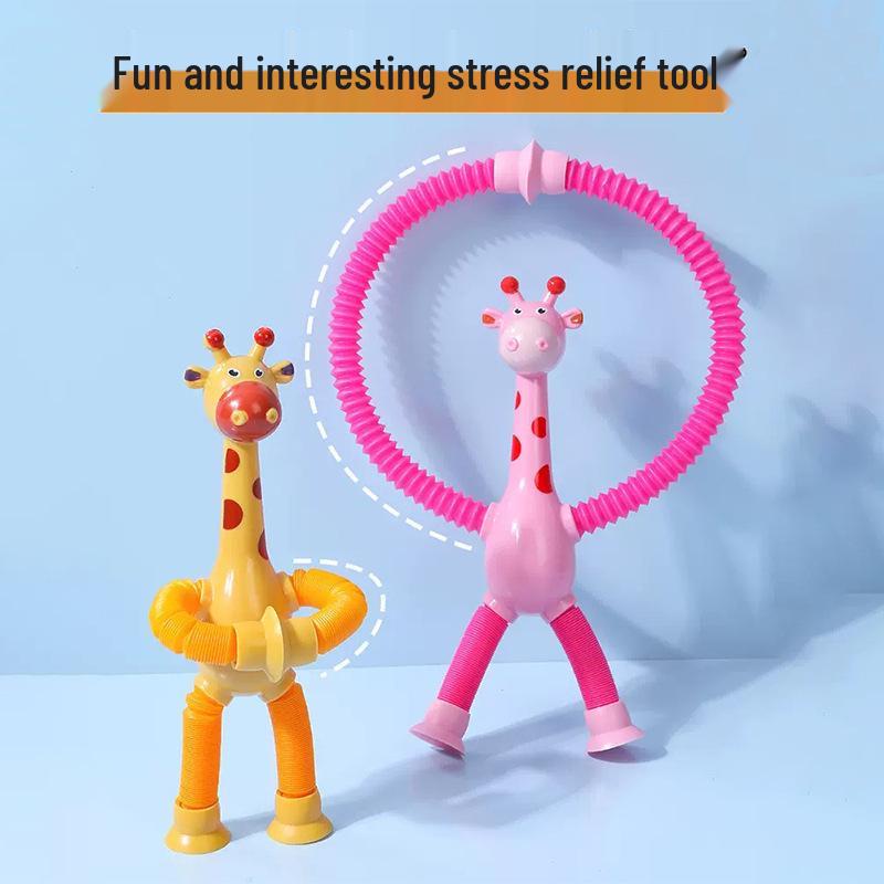 Светящаяся телескопическая труба-жираф, развивающая игрушка на присосках для взаимодействия родителя и ребенка