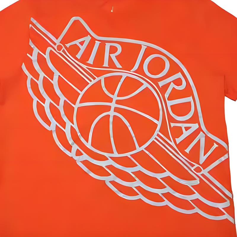 Jordan Letter Wing Pattern Crew Neck Short Sleeve T-Shirt Men T-Shirts Orange 748552-891