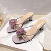 Spring New Vintage Flower Shoes Fairy Style Gentle Middle Heel Camellia Thin Heel Simple Is A Versatile Summer Sandals for Women
