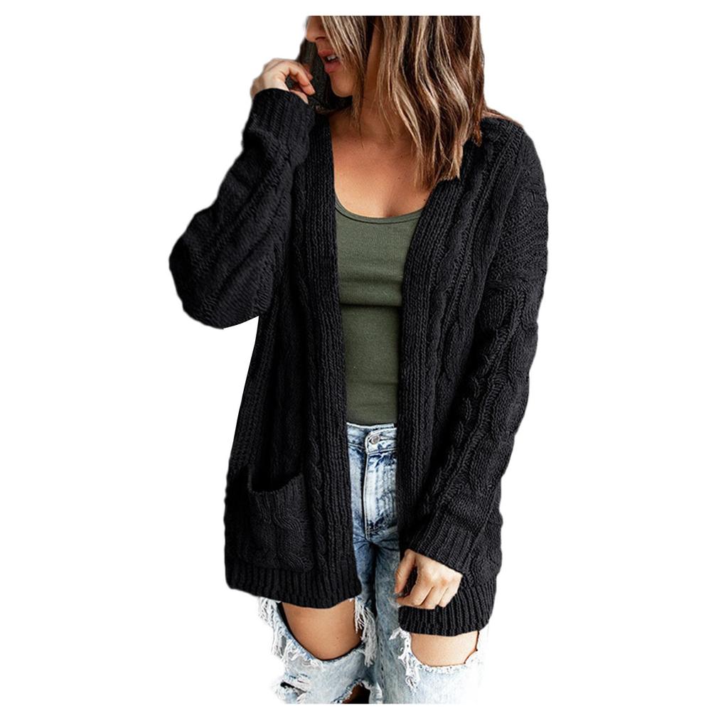 Женский кардиган с длинным рукавом и открытой передней частью в стиле бохо, свободный свитер с косичками