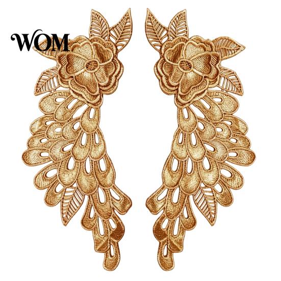 Decorative Clothing Embellishments 2Pcs Embroidery Patches for Wedding Dress, Water-soluble Lace Applique, Floral Elegant Apparel Craft Decoration