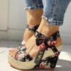 Women Summer Bow Knot Ankle Shoes Sweet High Heel Wedge Platform Sandals