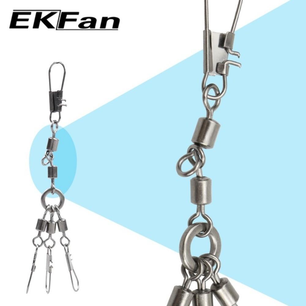 5pcs Solid Ring Design Bearing Rolling Swivel Interlock Snap Swivel Saltwater Fishing