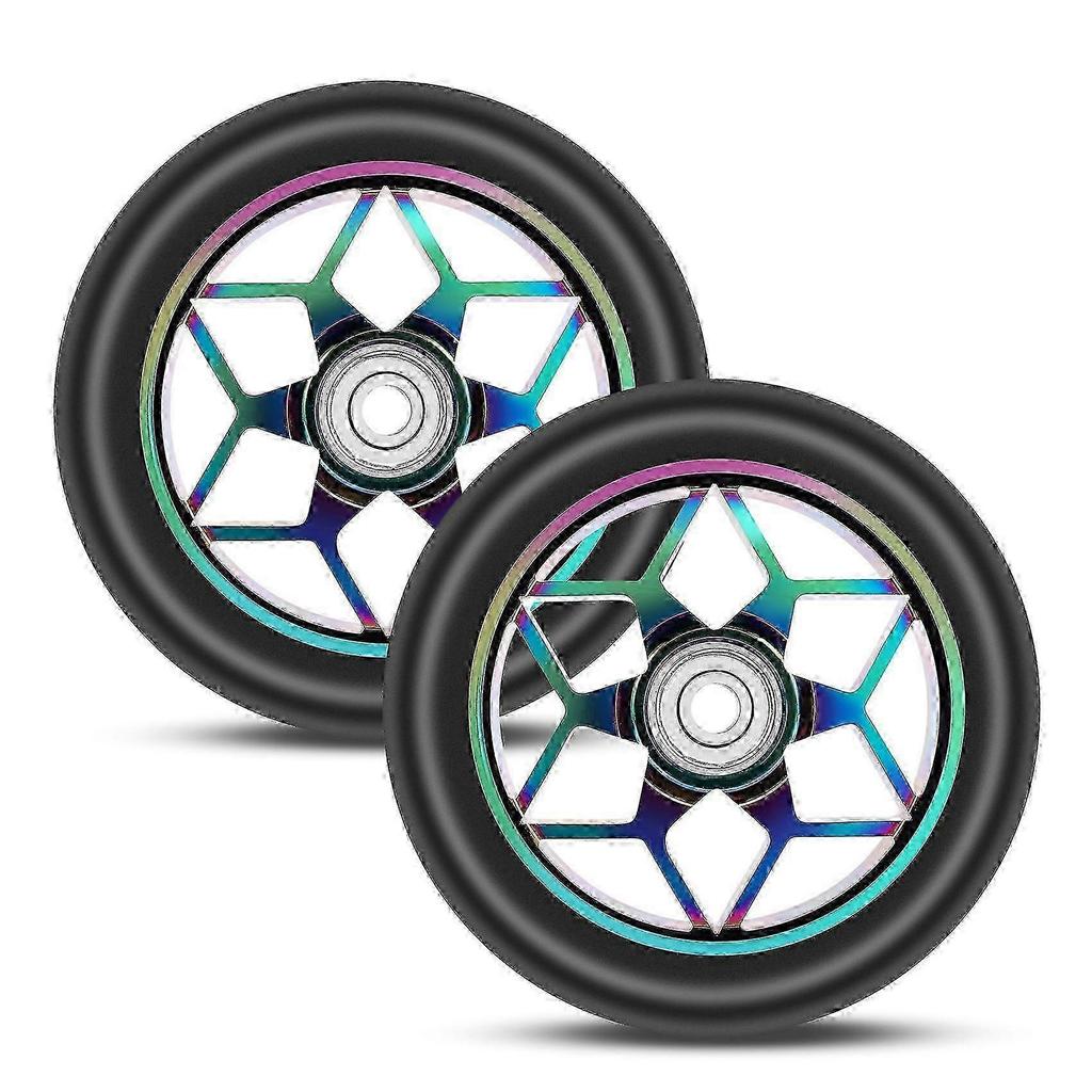2 Pcs 110mm Scooter Wheels Pu Wheels Thick Stunt with Bearings(Black) Edition 0813