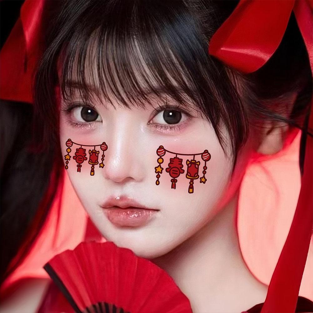 Новые красивые наклейки для лица, сладкие новогодние праздничные вечеринки, женские декоры, накладной макияж, перенос E8H2