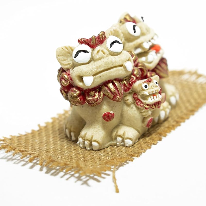 Фигурка сиса семья окинавская традиция семья любовь счастье интерьер вход украшение подарок (красный, золотой)