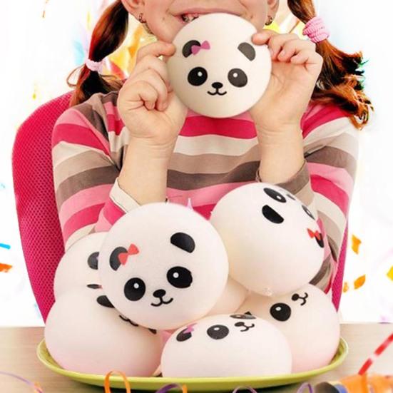 Plush Key Pendant Ultra Soft Anti-fall Adorable Slow Rebound Panda Buns Bag Strap Pendant for Anniversary Gift