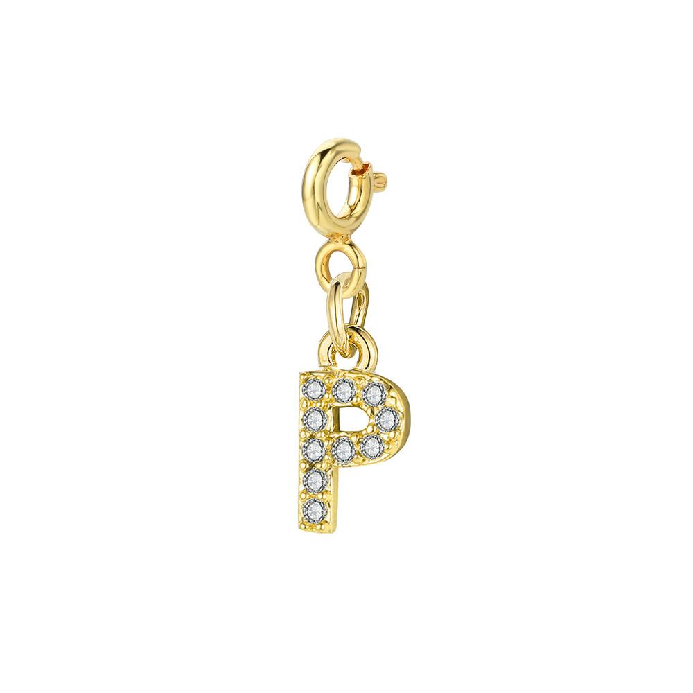 Trendy Gold Color Micro-inserts Zircon Alphabet Charm DIY Making Letter Pendant Necklace Bracelet Accessories Fashion Jewelry